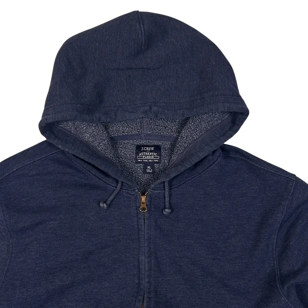 J.Crew‎ Hoodie Mens XL Navy Blue  Authentic Fleece Sweatshirt Full Zip Front